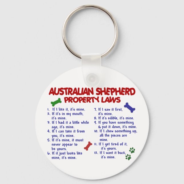 AUSTRALISCHES SHEPHERD-Eigentumsrecht 2 Schlüsselanhänger (Vorderseite)