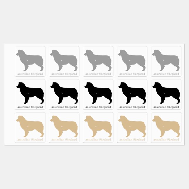 Australisches Shepherd Silhouette Sticker Set (Blatt)