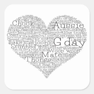 Australisches Slang-Herz Quadratischer Aufkleber