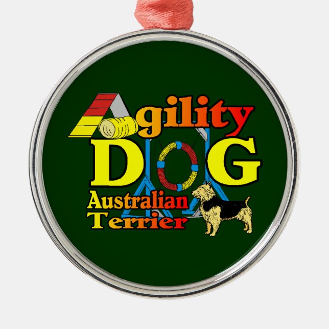 Australisches Terrier Agility Silbernes Ornament (Vorne)
