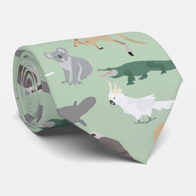 Australisches Ureinwohner Eukalyptus Grünes Muster Krawatte (Gerollt)