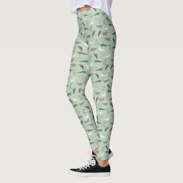 Australisches Ureinwohner Eukalyptus Grünes Muster Leggings (Links)