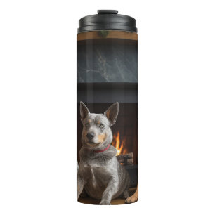 Australisches Vieh am Kamin Weihnachten Thermosbecher