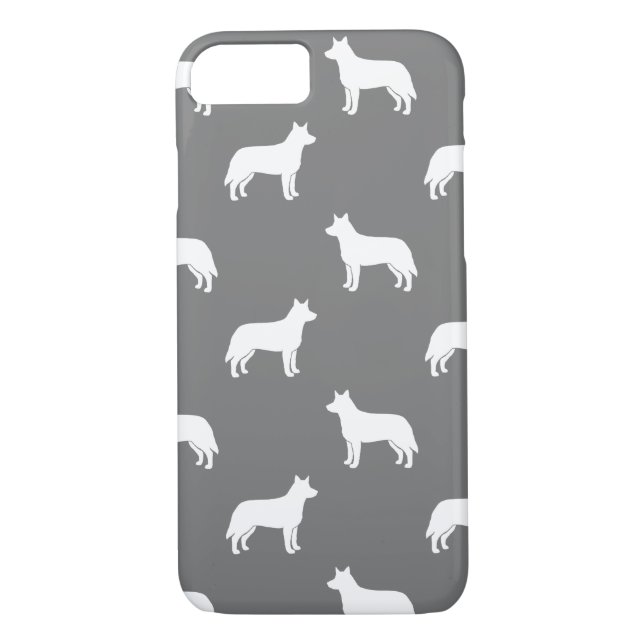 Australisches Vieh-HundeSilhouette-Muster-Grau Case-Mate iPhone Hülle (Rückseite)