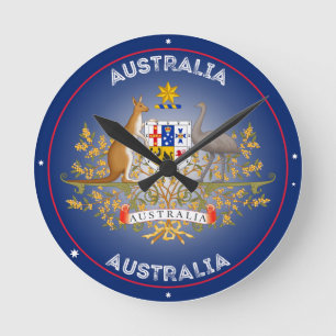 Australisches Wappen Kreisform Runde Wanduhr