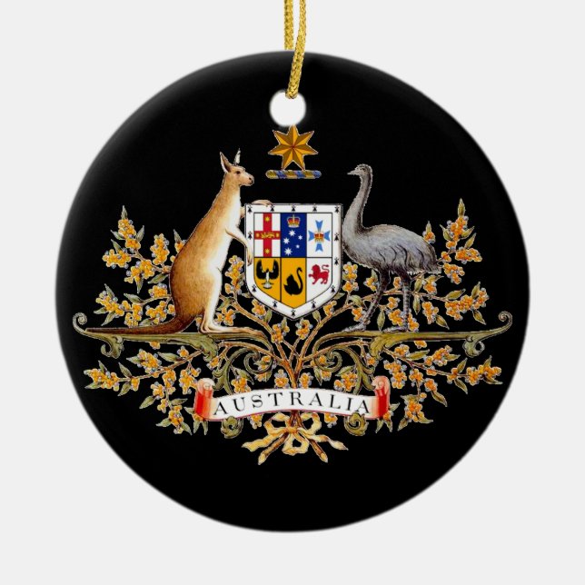 Australisches Wappen Weihnachtsbaum-Verzierung Keramik Ornament (Vorne)