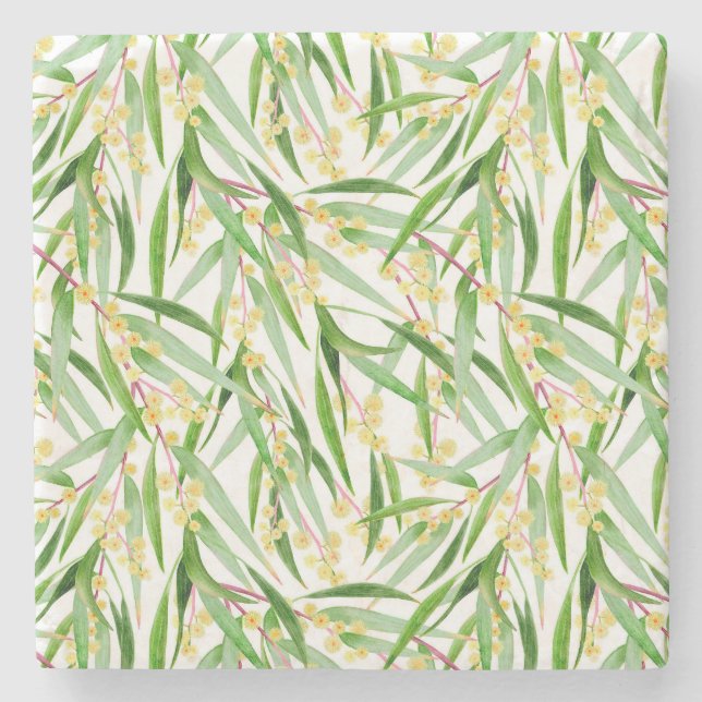 Australisches Wattle Pattern Steinuntersetzer (Vorderseite)