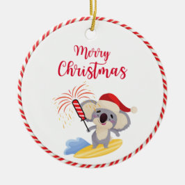 Australisches Weihnachts-Niedliches Koala Surfdesi Keramik Ornament