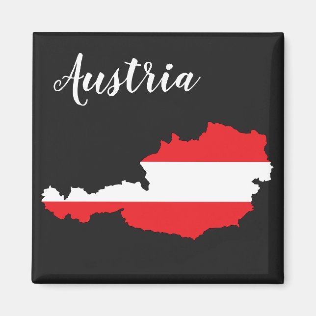 Austria Austrian Flag Map Magnet (Vorne)