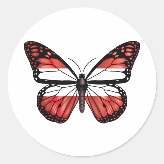 Austria Butterfly Monarlag Flag Runder Aufkleber (Vorderseite)