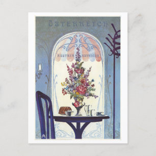 Austria Café Travel Poster Postkarte