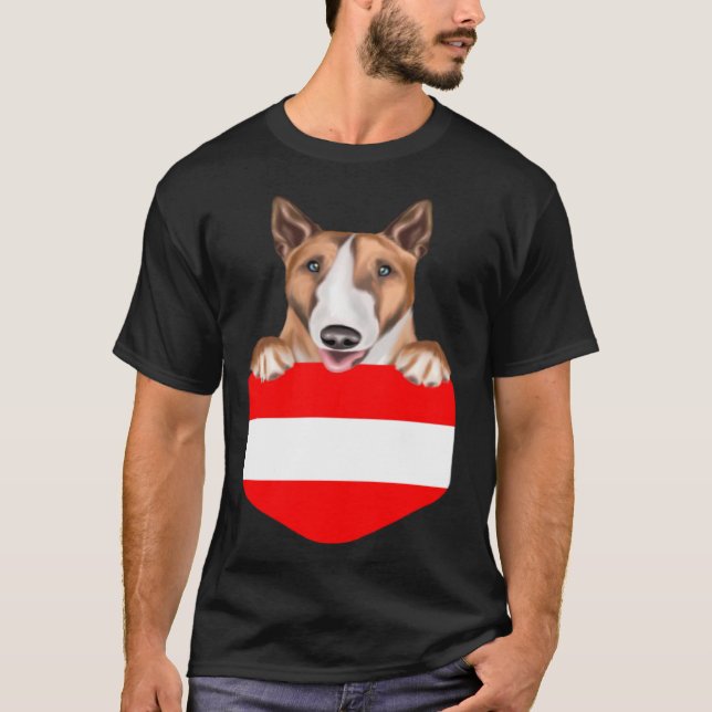 Austria Flag Bull Terrier Dog In Pocket T-Shirt (Vorderseite)