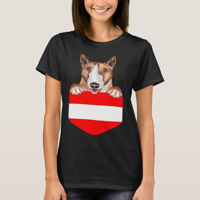 Austria Flag Bull Terrier Dog In Pocket T-Shirt (Vorderseite)