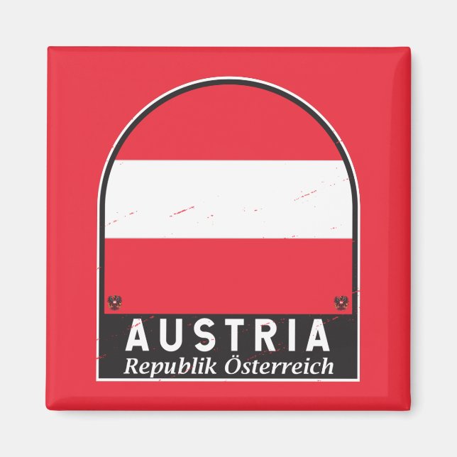 Austria Flag Emblem Distressed Vintage  Magnet (Vorne)