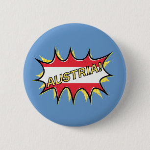 Austria Flag Kapow Comic Style Star Button