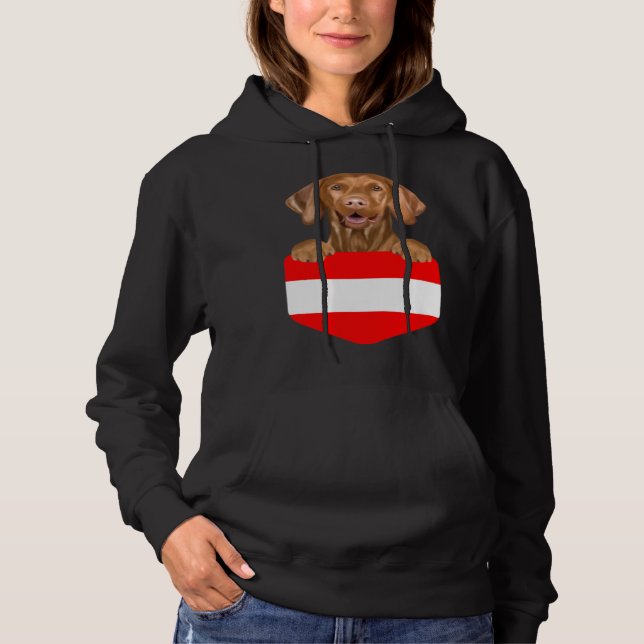 Austria Flag Vizsla Dog In Pocket Hoodie (Vorderseite)