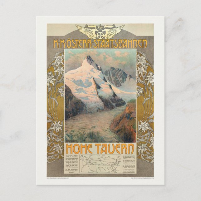 Austria Hohe Tauern Vintage Travel Poster 1910 Postkarte (Vorderseite)