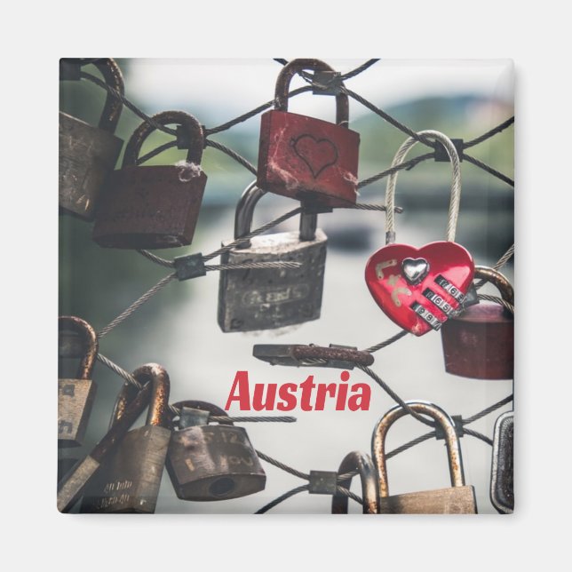 Austria Liebe Locks Bridge Salzburg Magnet (Vorne)