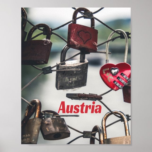 Austria Liebe Locks Bridge Salzburg Poster (Vorne)