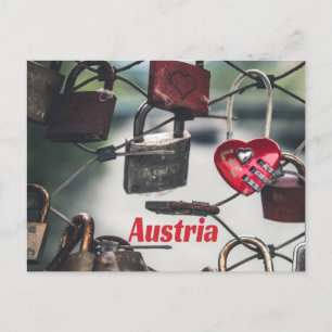 Austria Liebe Locks Bridge Salzburg Postkarte