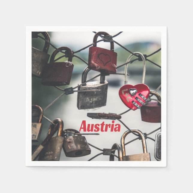 Austria Liebe Locks Bridge Salzburg Serviette (Vorderseite)