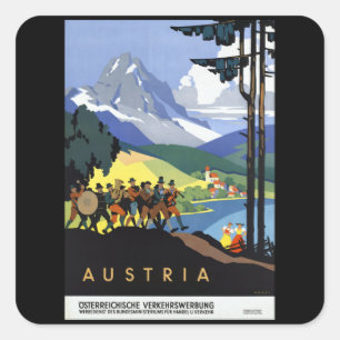 Austria Parade - Österreich - Vintage Travel Quadratischer Aufkleber