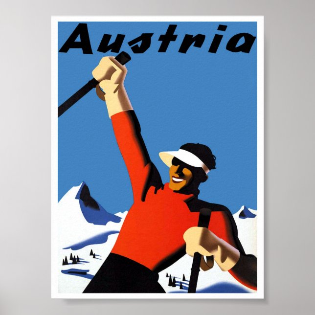 Austria Retro Vintag Ski Poster (Vorne)