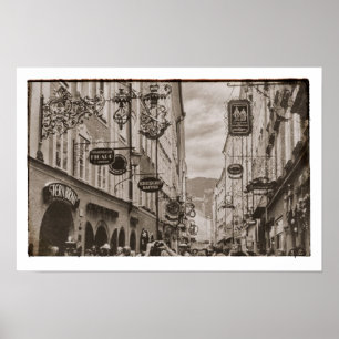 Austria Shopping Street signiert Boutiquen Märkte Poster