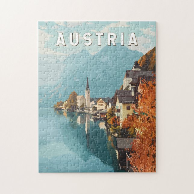 Austria Travel Art Vintag Puzzle (Vertikal)