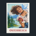 Austria Vintage Poster Postkarte<br><div class="desc">Vintage travel poster from Austria. Please note that our posters are high quality reproductions based on professional, very high resolution scans off the originals. Our manual retouching process does not involve the use of filters that remove any original details or texture that you will see in the original prints. All...</div>