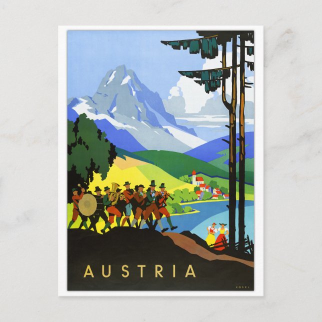 Austria Vintage Travel Poster Postkarte (Vorderseite)
