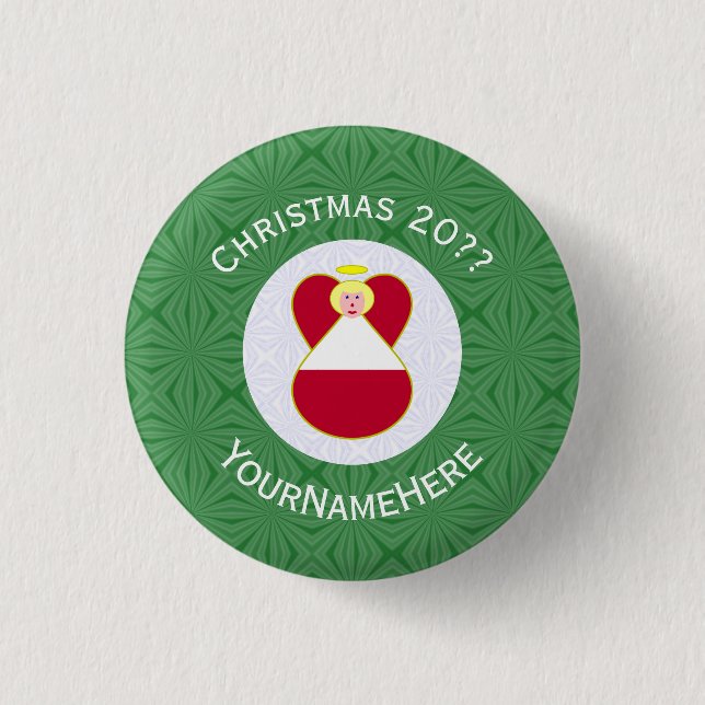 Austrian Angel Christmas Flag Personalisiert Button (Vorderseite)