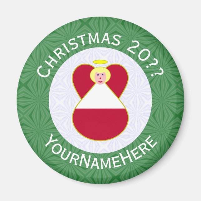 Austrian Flag Angel Weihnachten Personalisiert Magnet (Vorne)