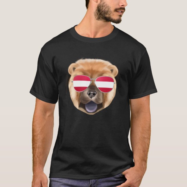 Austrian Flag Chow Chow Dog Austria Pocket T-Shirt (Vorderseite)