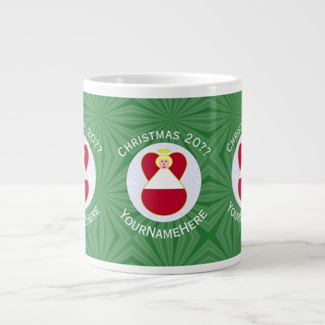 Austrian Flag Christmas Angel Personalisiert Jumbo-Tasse (Vorderseite)