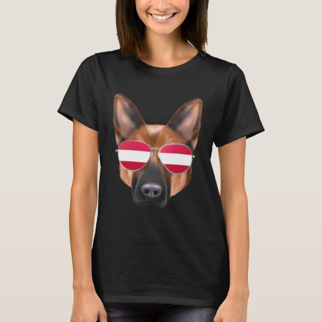 Austrian Flag German Shepherd Dog Austria Pocket T-Shirt (Vorderseite)