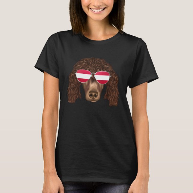 Austrian Flag Irish Water Spaniel Dog Austria Pock T-Shirt (Vorderseite)