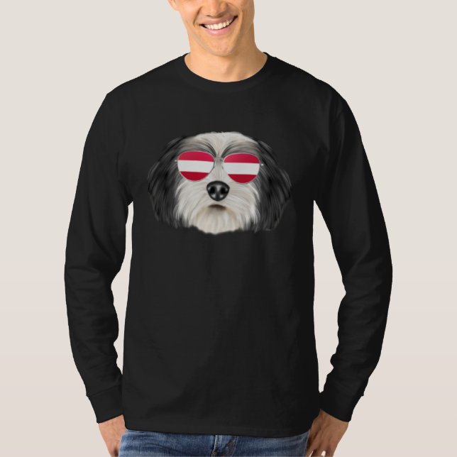 Austrian Flag Polish Lowland Sheepdog Dog Austria  T-Shirt (Vorderseite)