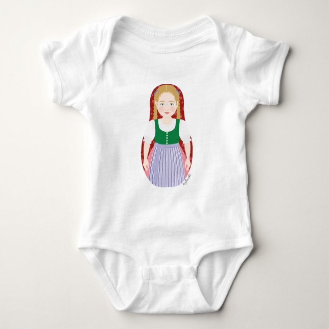 Austrian Matryoshka Baby Bodysuit Strampler (Vorderseite)