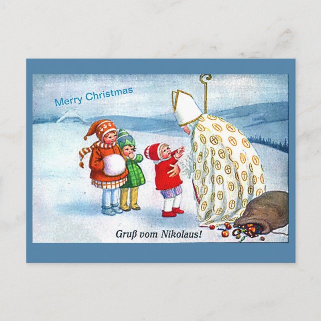 Austrian St. Nicolas & Children Nice Vintag, Kopie Postkarte (Vorderseite)