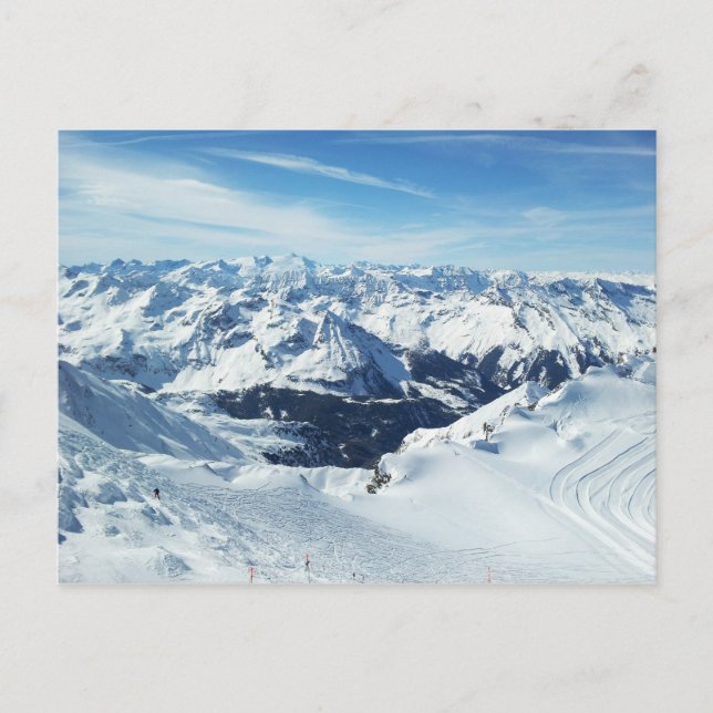 Austrische Skifahrer Alpen Schneelandschaft Postkarte (Vorderseite)