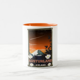 Austurland-Reisemposter Zweifarbige Tasse