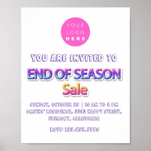 Ausverkauf der Saison Pink Logo Garage Hofverkauf Poster