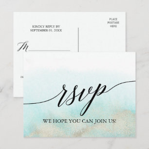 Auswahl an Aqua- und Gold Watercolor Beach UAWG Einladungspostkarte