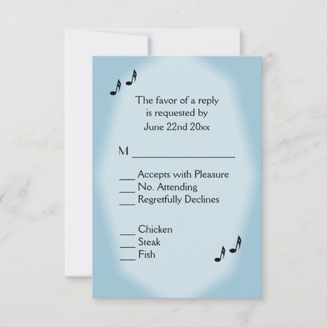 Auswahl an Blue Music Wedding RSVP Karte (Vorderseite)