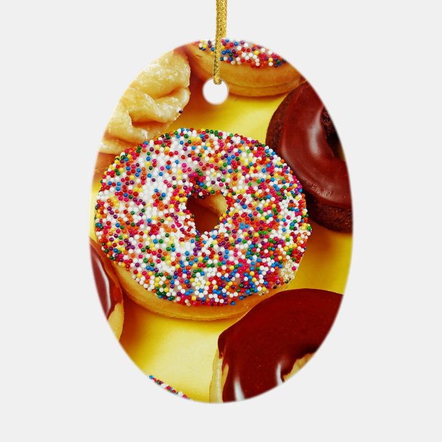 Auswahl an köstlichen Donuts Keramik Ornament (Vorne)