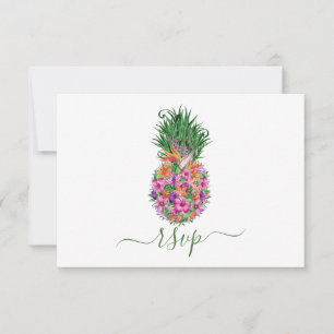 Auswahl an tropischen Ananas-Hochzeitsmenüs RSVP Karte
