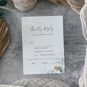 Auswahl der RSVP-Karte für "Airy Greenery and Gold RSVP Karte