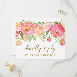 Auswahl der UAWG "Peach and Pink Peony Blume" Einladungspostkarte