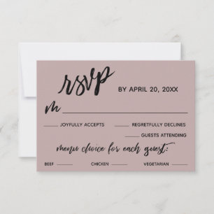 Auswahl des Menüs für lässige Handschrift Dusty Ro RSVP Karte